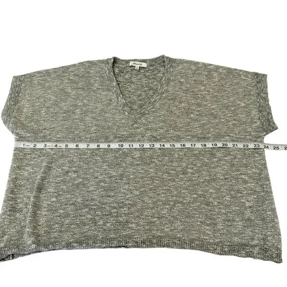 Madewell Women's Gray Ribbed Knitted Raglan Sleeve Boxy Sweater Tee Size M - Picture 5 of 8